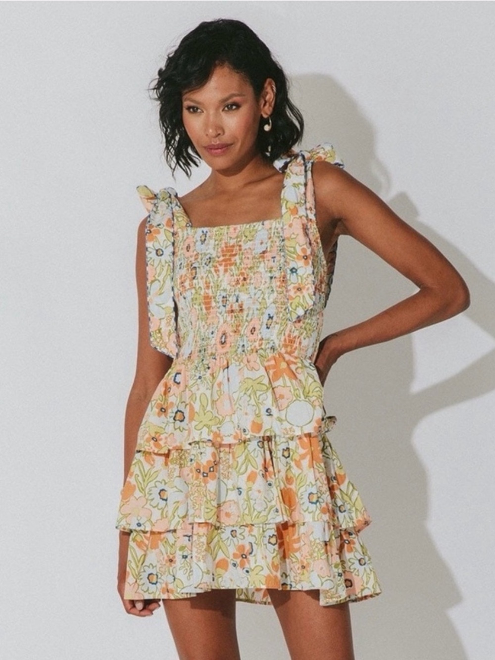 Cleobella Tamara Retro Floral Organic Cotton Mini Dress, small